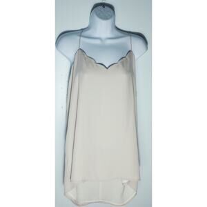 Express Womens Scalloped Spagetti Strap Cream Tank Top Size Large Glam Feminine